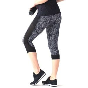 Lululemon Fit Physique Crop Jacquard Mesh Ankle Black Running Legging Size 8